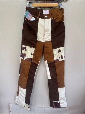 Revice Bonnie & Clyde Patchwork Cow Print Western Jeans 🤎🐄